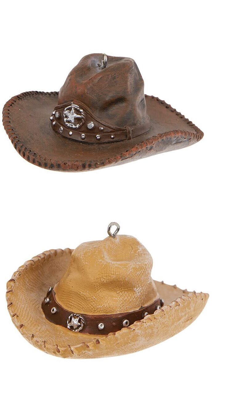 5106 Western Theme Christmas Ornaments Including Cowboy Hat Ornaments